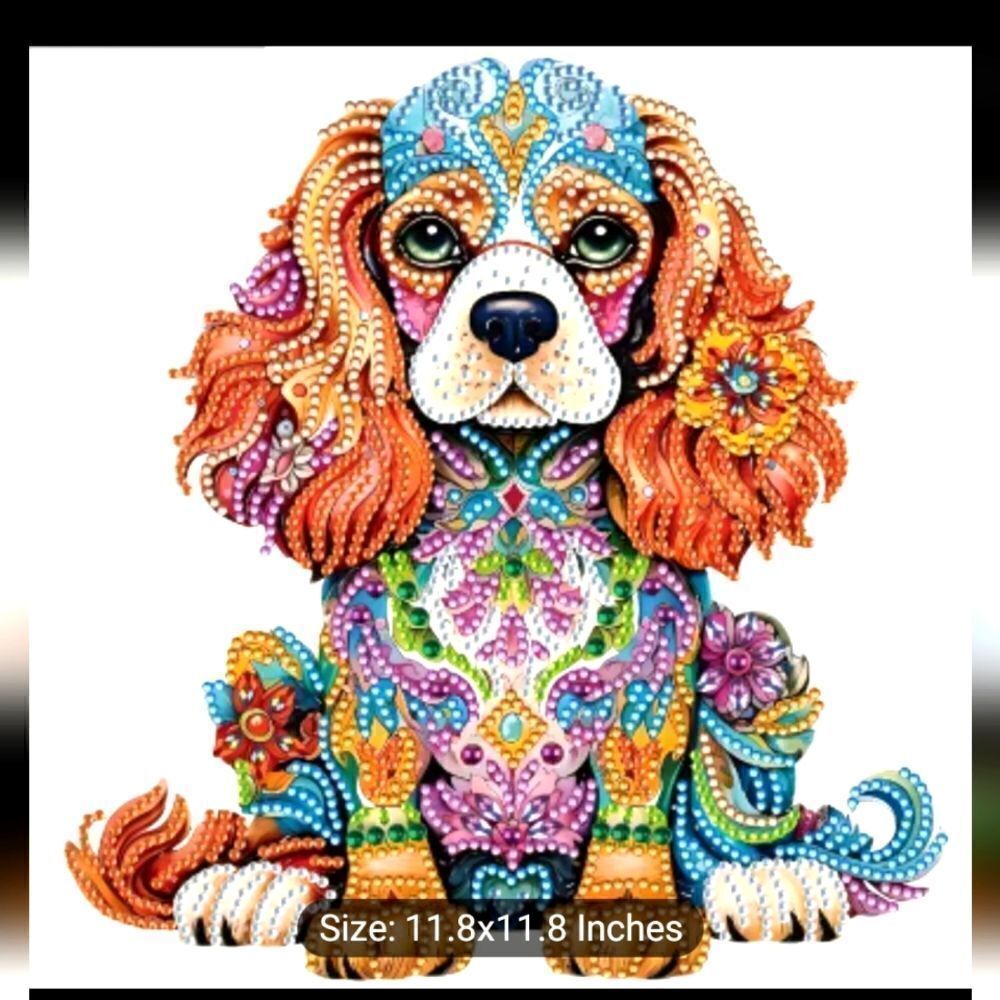 Diamond Painting Kit,  Cocker Spaniel dog, measures 30 x 30 cm